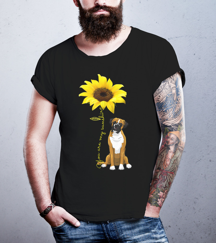 You Are My Sunshine Sunflower Cute Boxer Dog Mom Mother Day T-Shirt