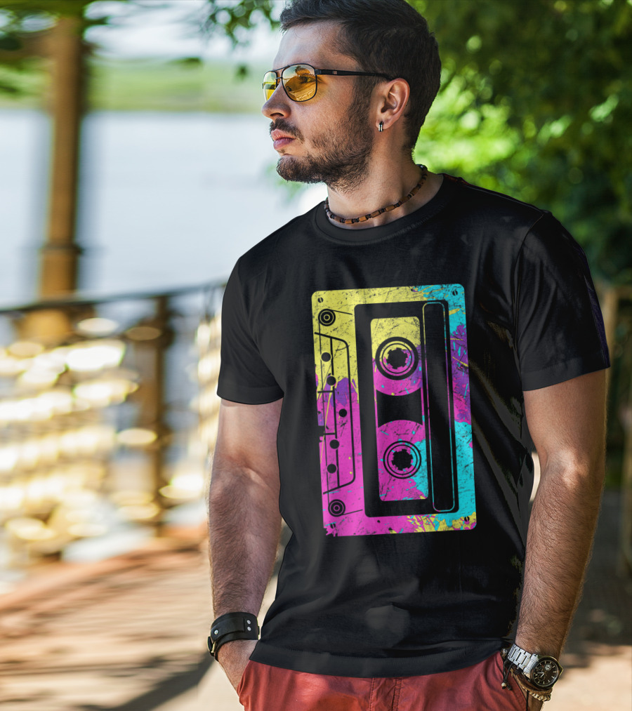 Cassette Tape Mixtape Music 80s And 90s Retro Colorful T-Shirt