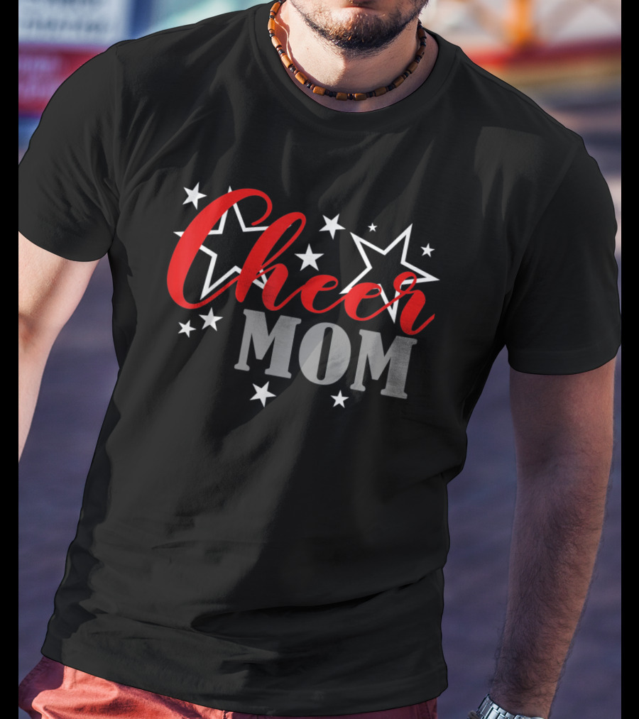 Proud Cheer Mom Starry Supporter Cheerleader Pride T-Shirt