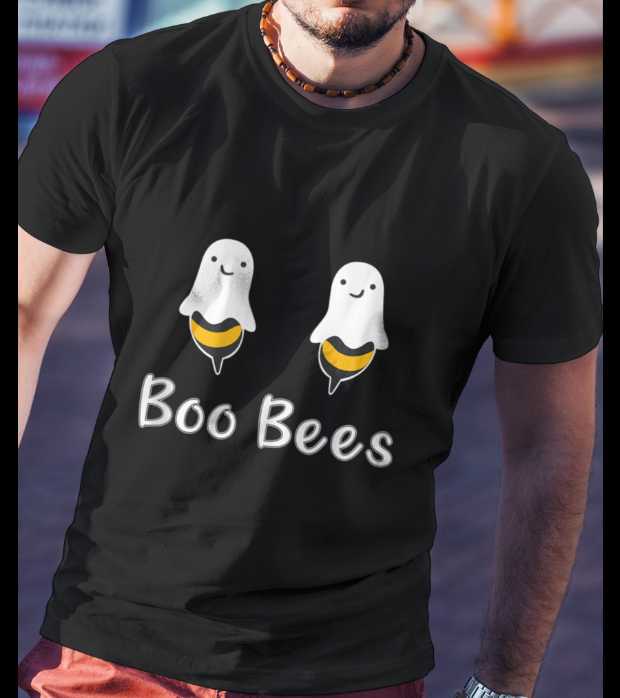 Funny Boo Bees Ghosts With Smiling Faces And Bee Stripes T-Shirt