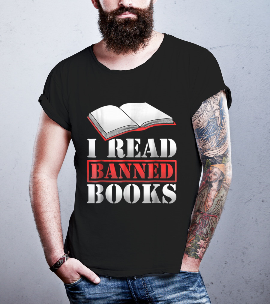 I Read Banned Books Open Book Icon Novelty Readers T-Shirt