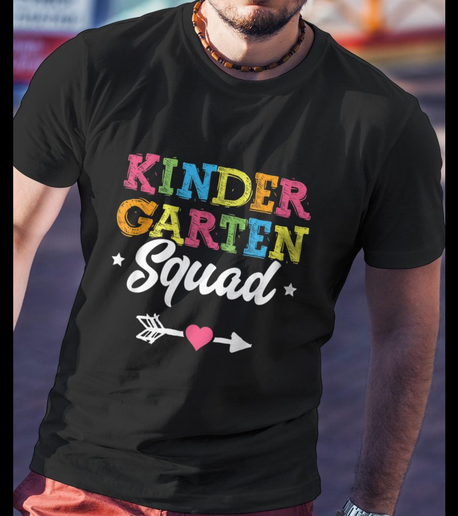 Kindergarten Squad Teacher Student Kid Back To School Arrow Heart Stars T-Shirt