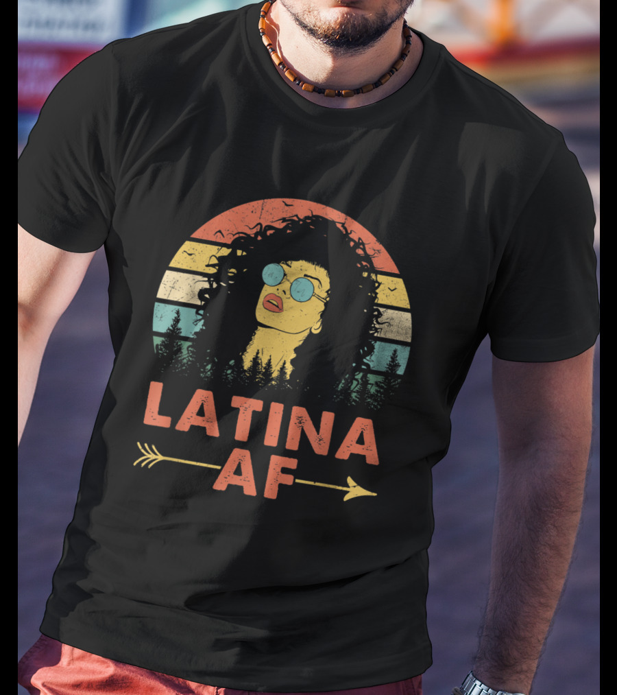 Latina AF Vintage Sunset Style Forest Retro женщин T-Shirt