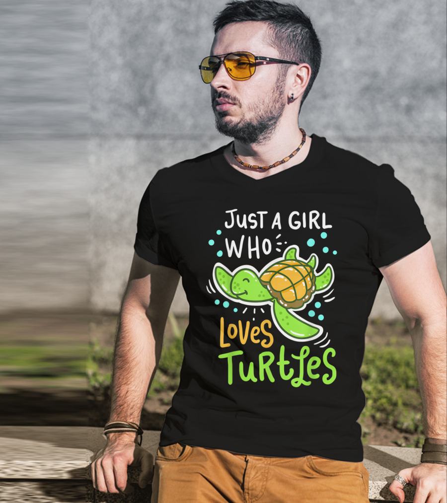 Just A Girl Who Loves Turtles Turtle Sea Animal Shelled Reptiles Tortoise T-Shirt