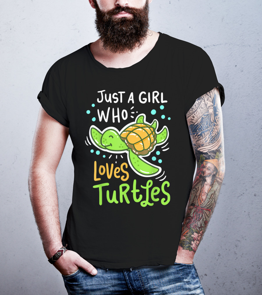 Just A Girl Who Loves Turtles Turtle Sea Animal Shelled Reptiles Tortoise T-Shirt