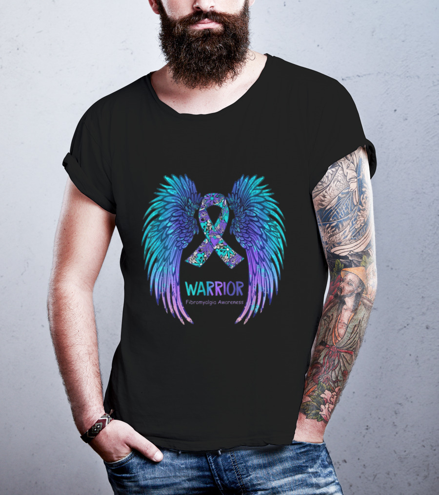 Warrior Angel Wings Fibromyalgia Awareness T-Shirt