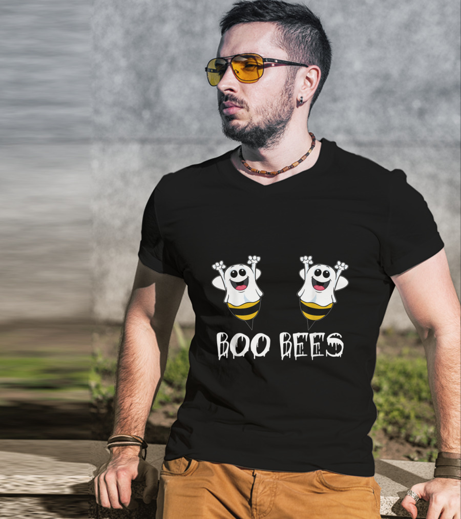 Boo Bees Halloween Ghost Bee Here For The Boos T-Shirt