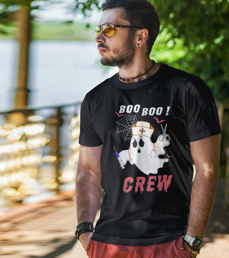 Boo Boo Crew Nurse Ghost Halloween Nurse Costume T-Shirt
