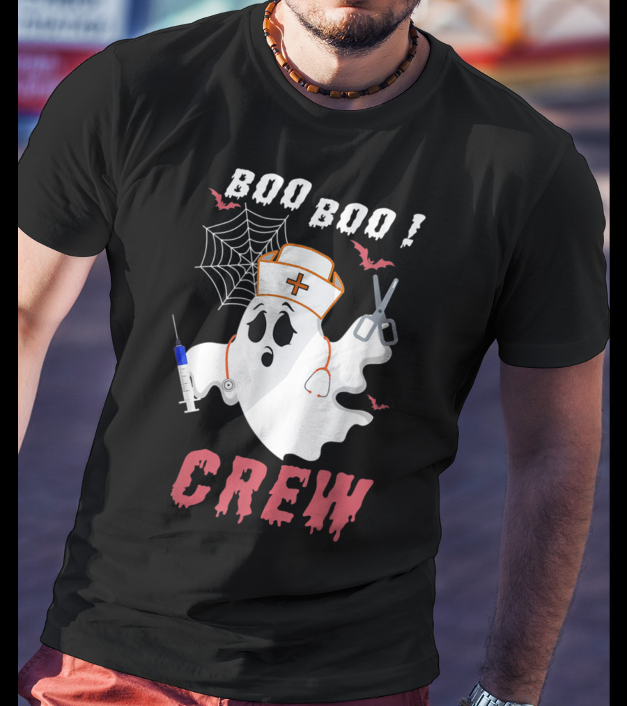 Boo Boo Crew Nurse Ghost Halloween Nurse Costume T-Shirt