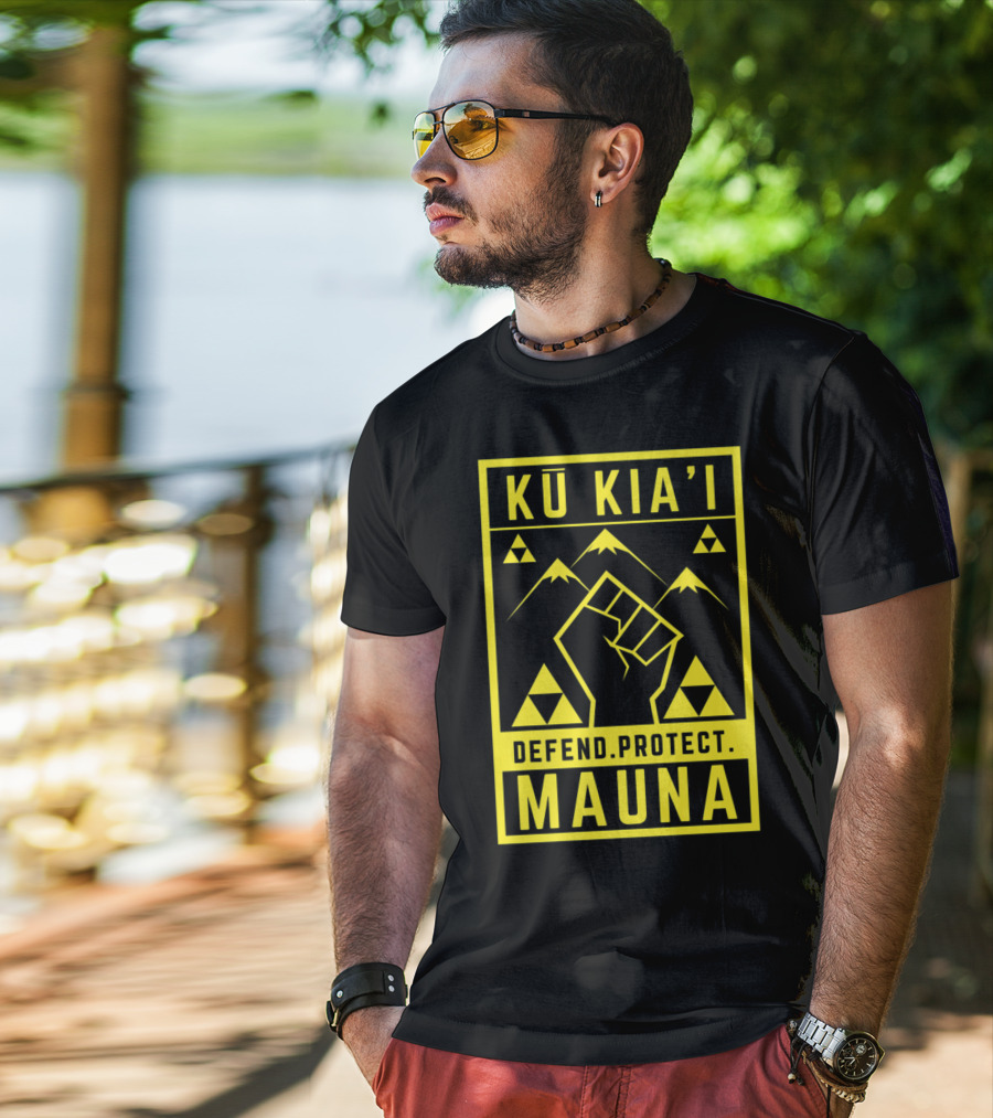 Kū Kia'i Mauna Defend Protect Fist And Mountain Symbols T-Shirt