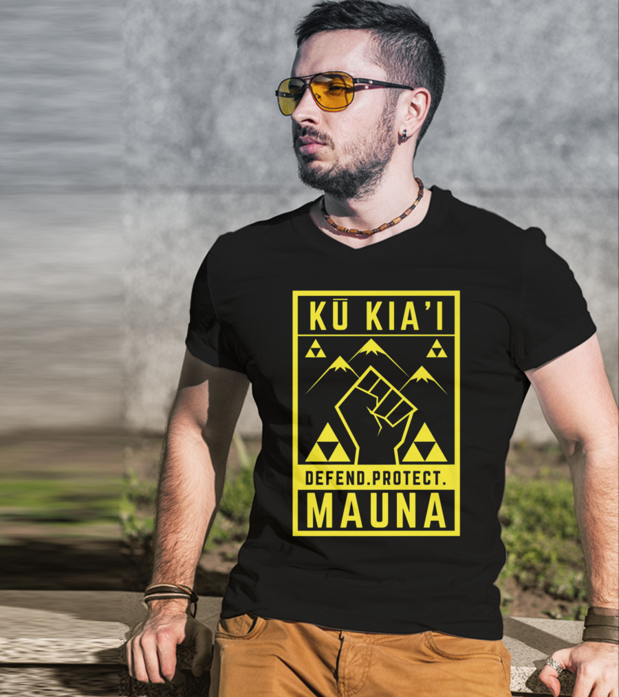 Kū Kia'i Mauna Defend Protect Fist And Mountain Symbols T-Shirt