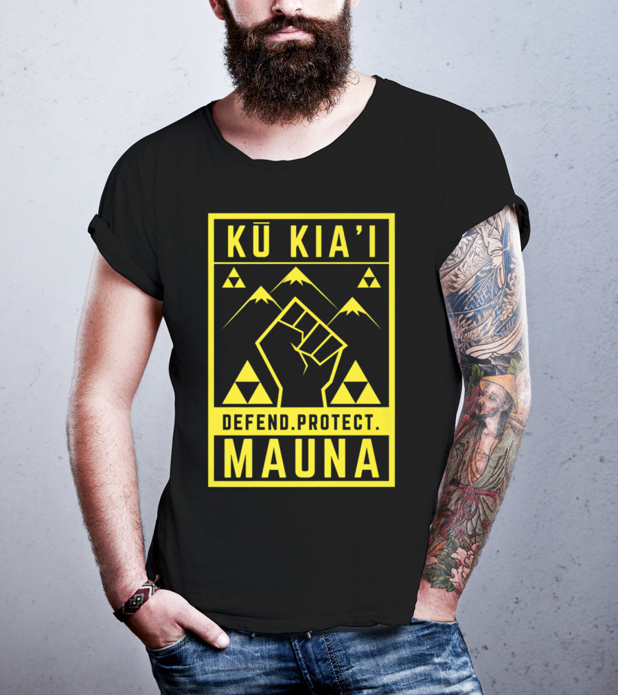 Kū Kia'i Mauna Defend Protect Fist And Mountain Symbols T-Shirt