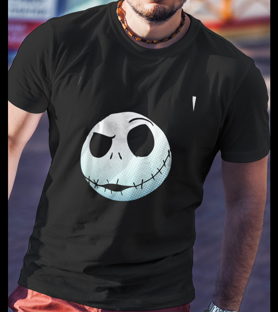 Disney Nightmare Before Christmas Jack Skellington White Smiling Face T-Shirt