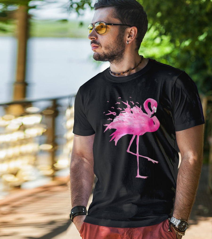 Flamingo Breast Cancer Awareness Pink Ribbon Funny October T-Shirt