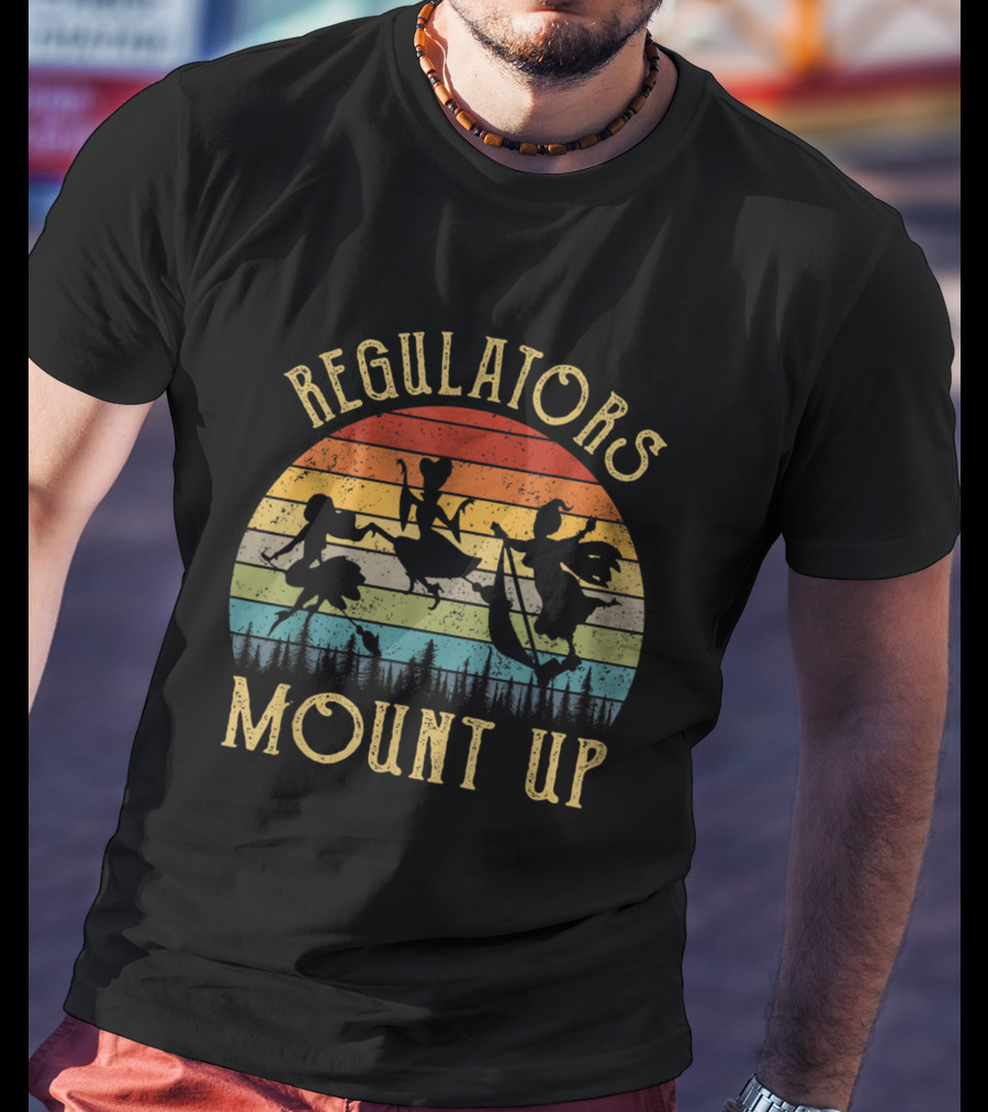 Regulators Mount Up Witches Vintage Silhouette Retro Sunset T-Shirt