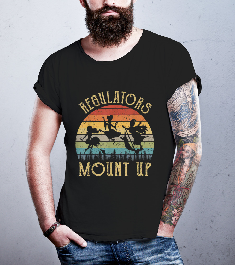 Regulators Mount Up Witches Vintage Silhouette Retro Sunset T-Shirt