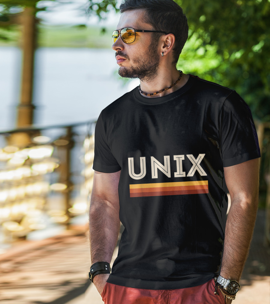 Retro Unix Vintage Sysadmin Geek Nerd Classic Bold Stripe T-Shirt