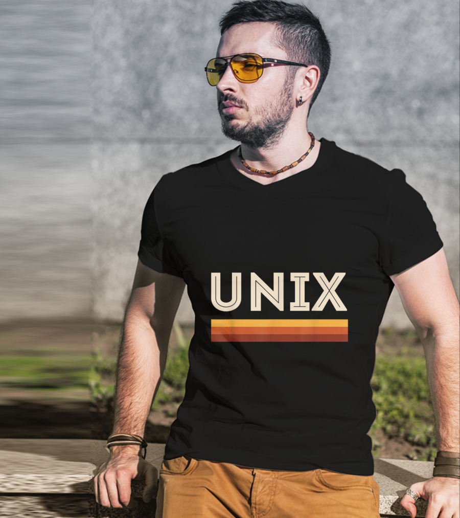 Retro Unix Vintage Sysadmin Geek Nerd Classic Bold Stripe T-Shirt