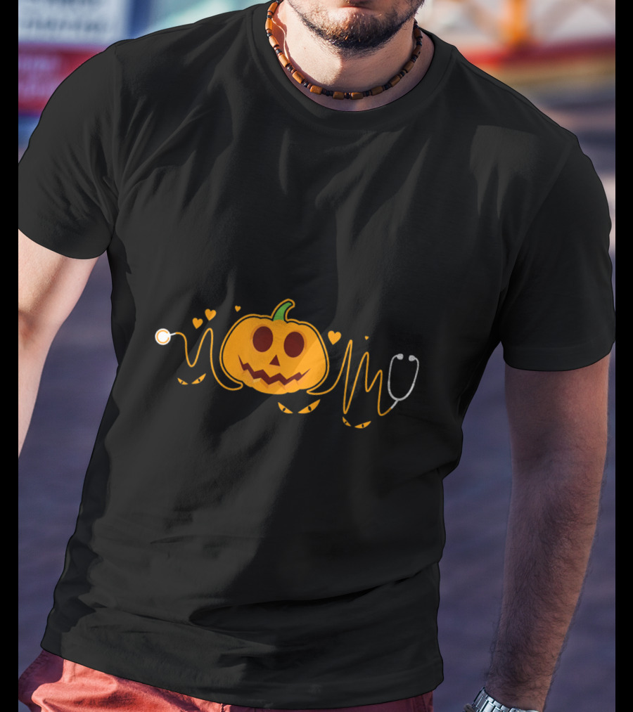 Nurse Doctor Stethoscope Pumpkin Halloween Funny Nursing T-Shirt