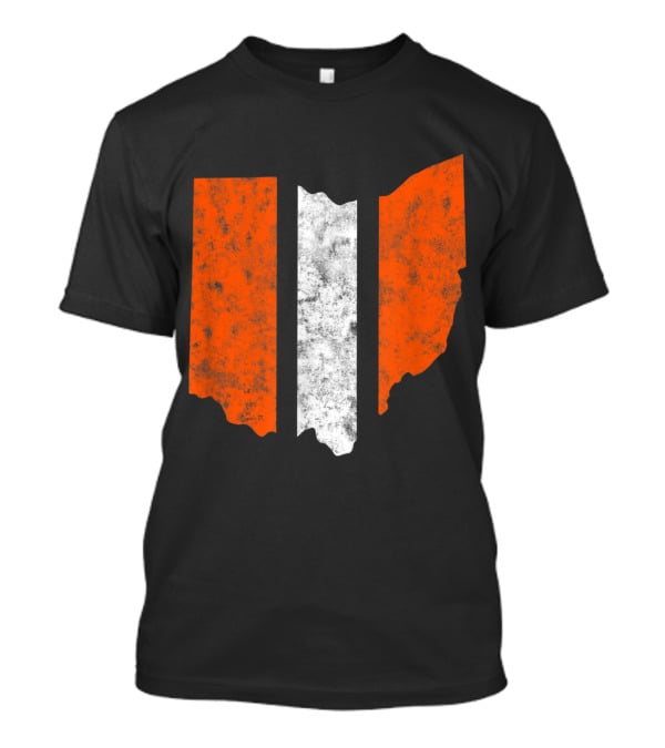 Ohio Cleveland Football Stripe Fan Map T-Shirt
