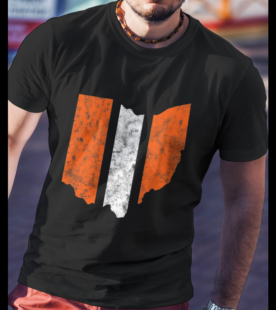 Ohio Cleveland Football Stripe Fan Map T-Shirt