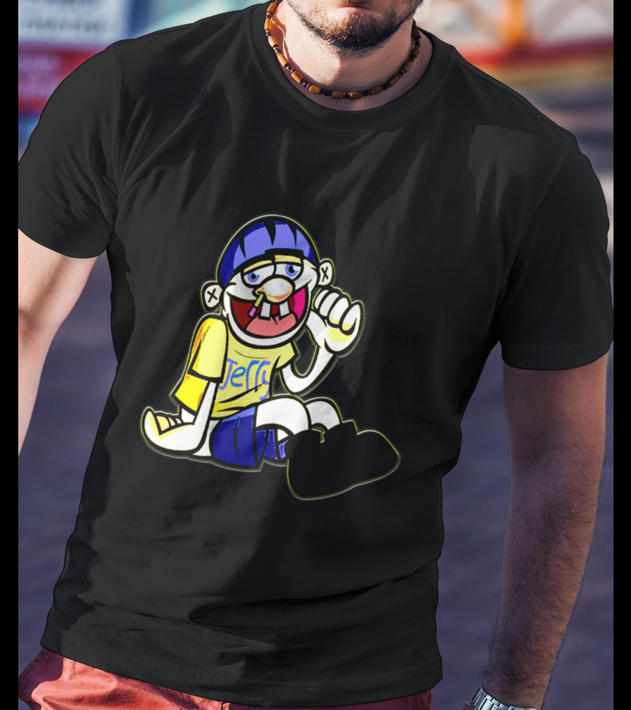 Sml Jeffy Character With Blue Helmet And Yellow Shirt Sitting T-Shirt
