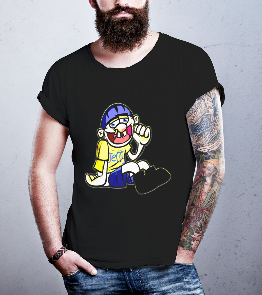 Sml Jeffy Character With Blue Helmet And Yellow Shirt Sitting T-Shirt