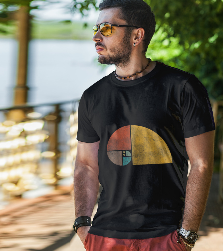 Vintage Fibonacci Golden Ratio Spiral Retro Colors T-Shirt