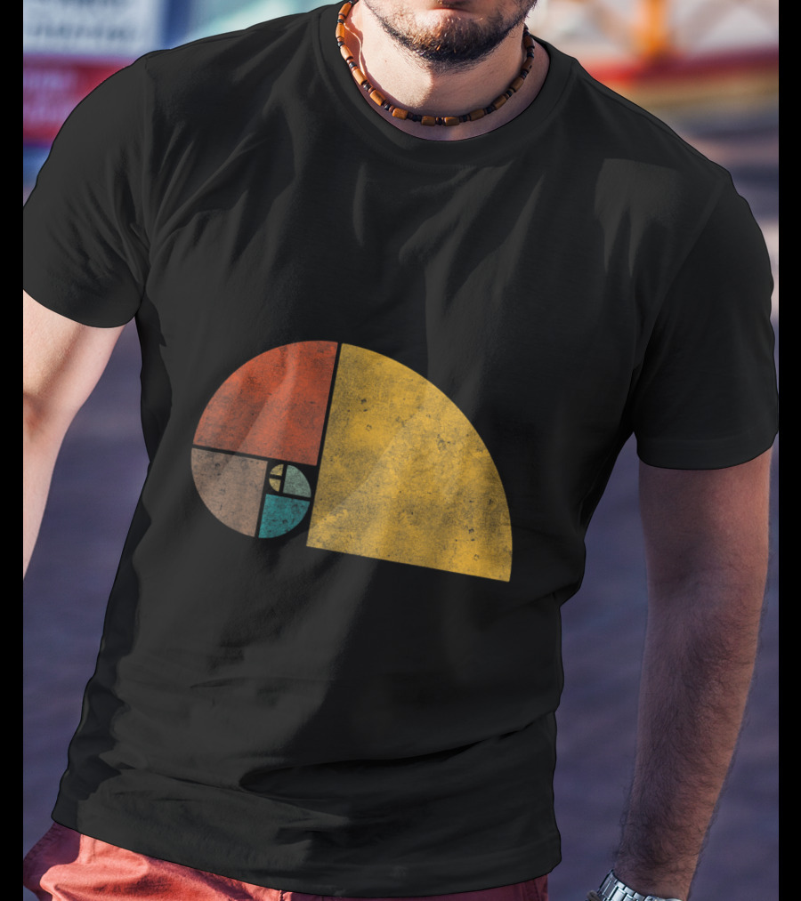 Vintage Fibonacci Golden Ratio Spiral Retro Colors T-Shirt