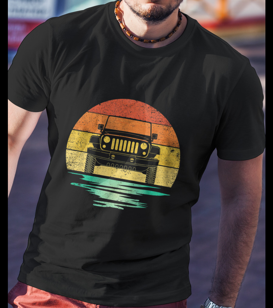 Vintage Sunset Jeep Off Road Adventure T-Shirt