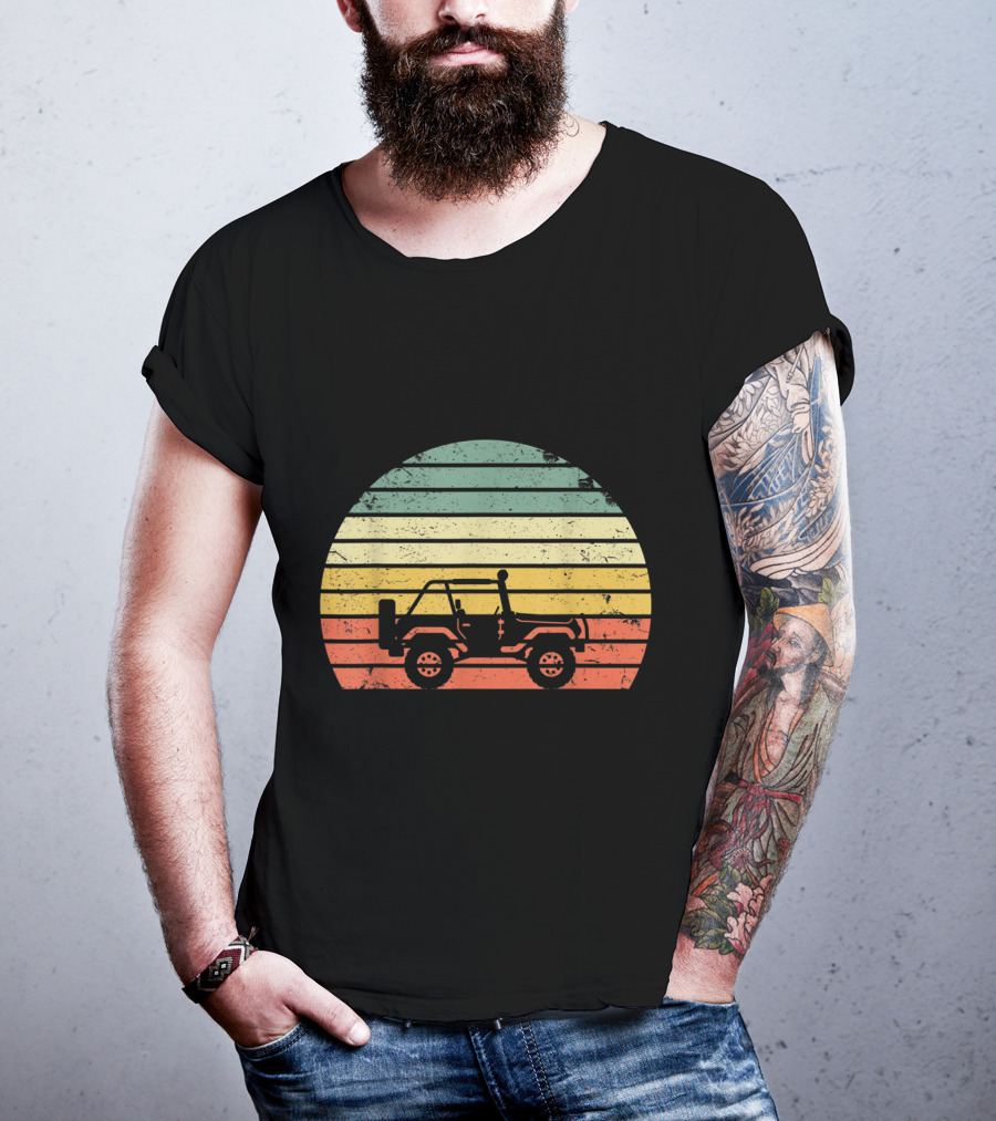 Vintage 70s Sunset Off Road Jeep Adventure T-Shirt