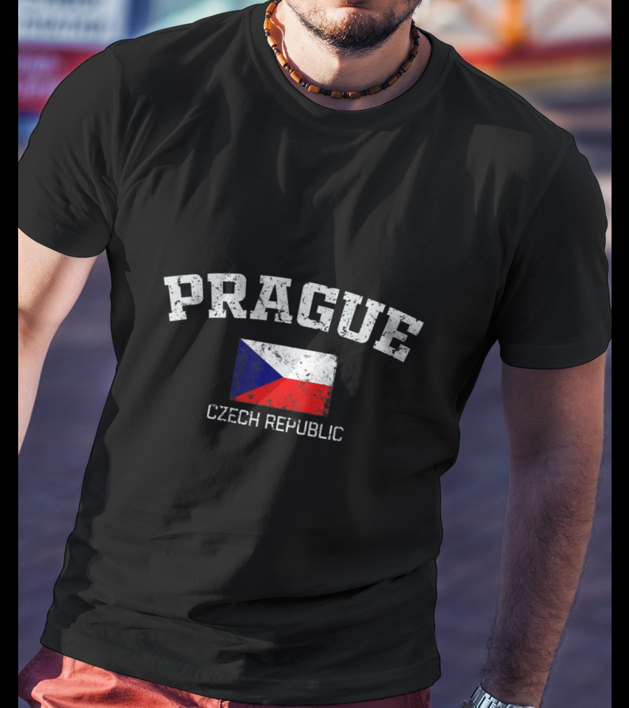 Prague Czech Republic Flag Vintage T-Shirt