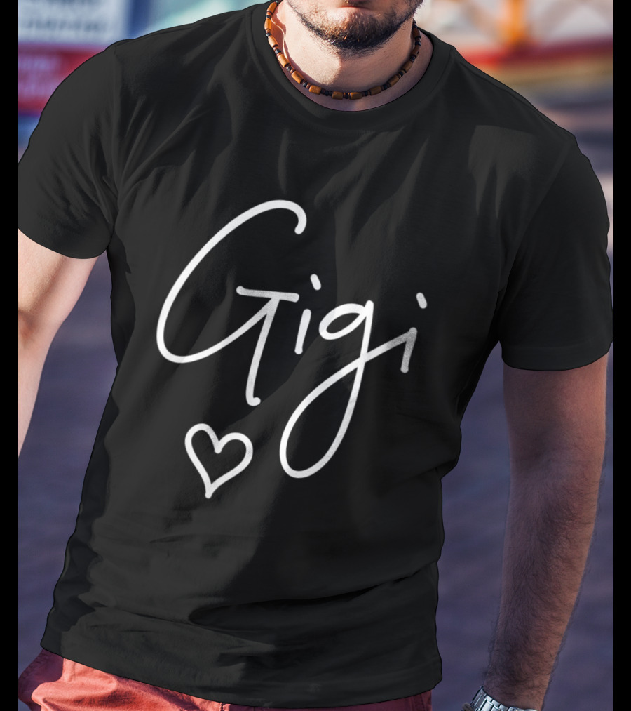 Gigi Grandma Women Christmas Mother's Day Grandson Heart T-Shirt