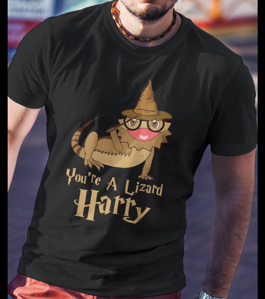 You're A Lizard Harry Funny Bearded Dragon Wizard Hat Glasses T-Shirt