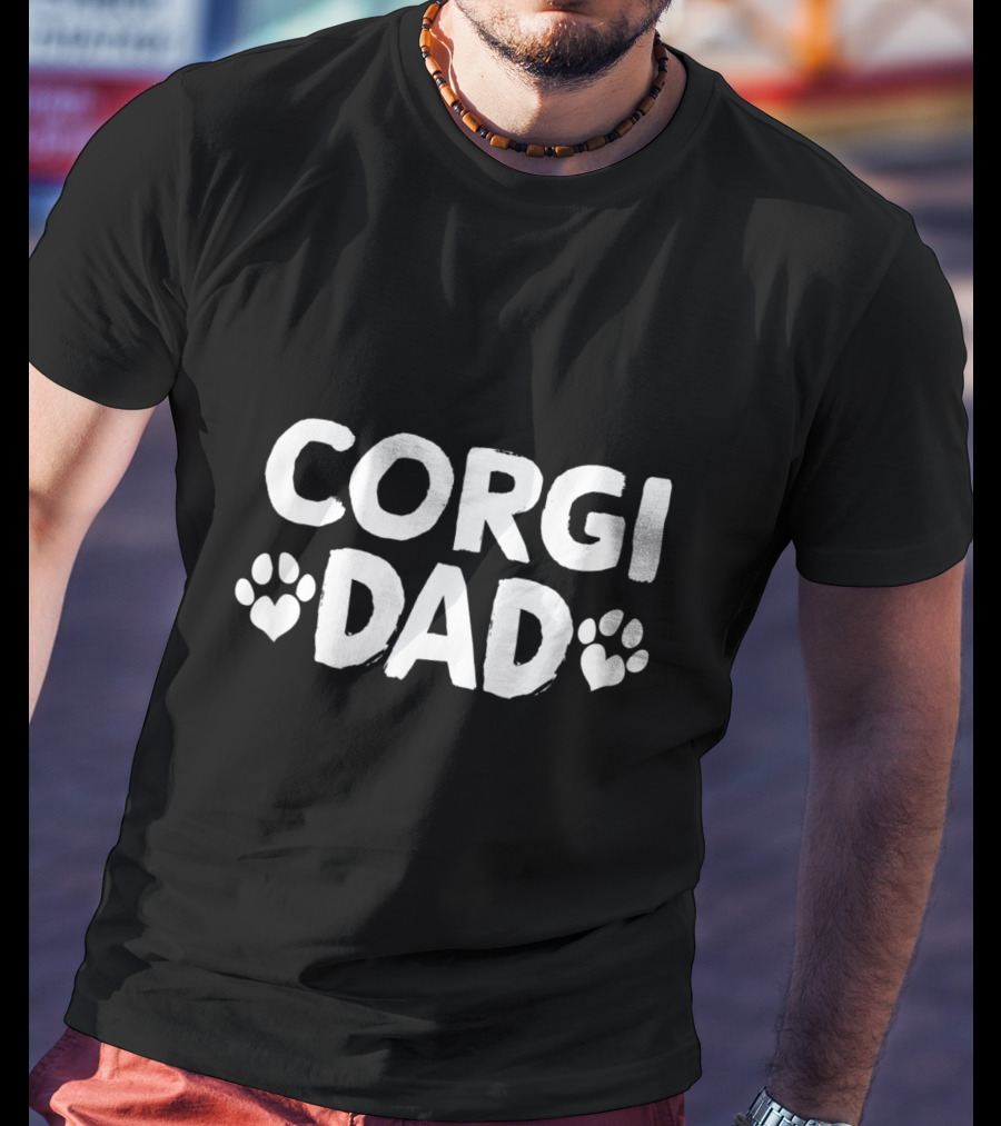 Corgi Dad Paw Print Heart T-Shirt