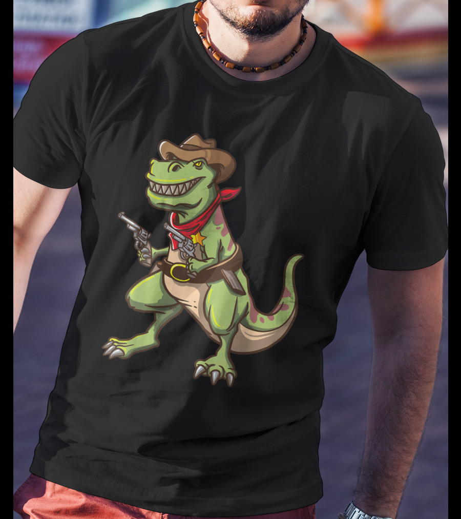 Wild West Cowboy Dinosaur T-Rex Kids Country Adventure T-Shirt