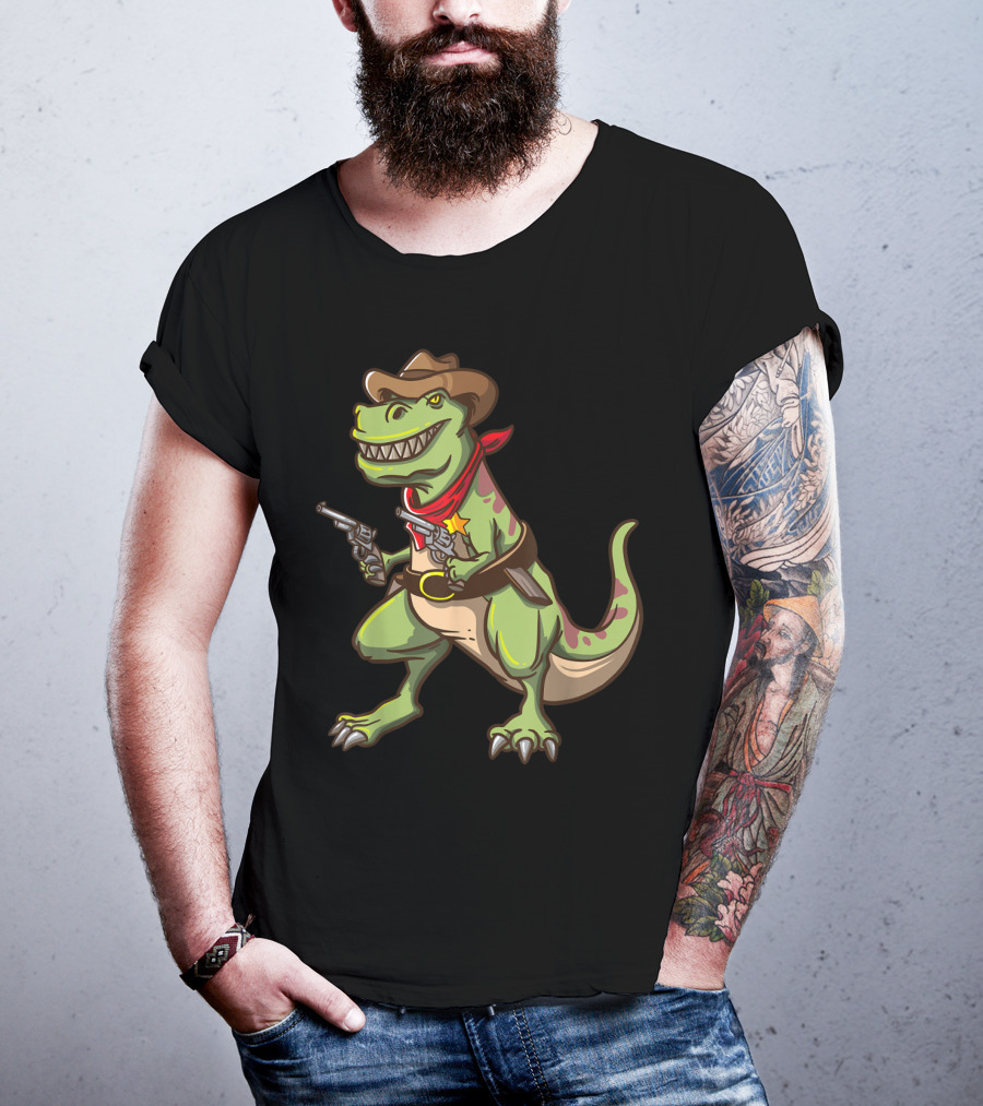 Wild West Cowboy Dinosaur T-Rex Kids Country Adventure T-Shirt