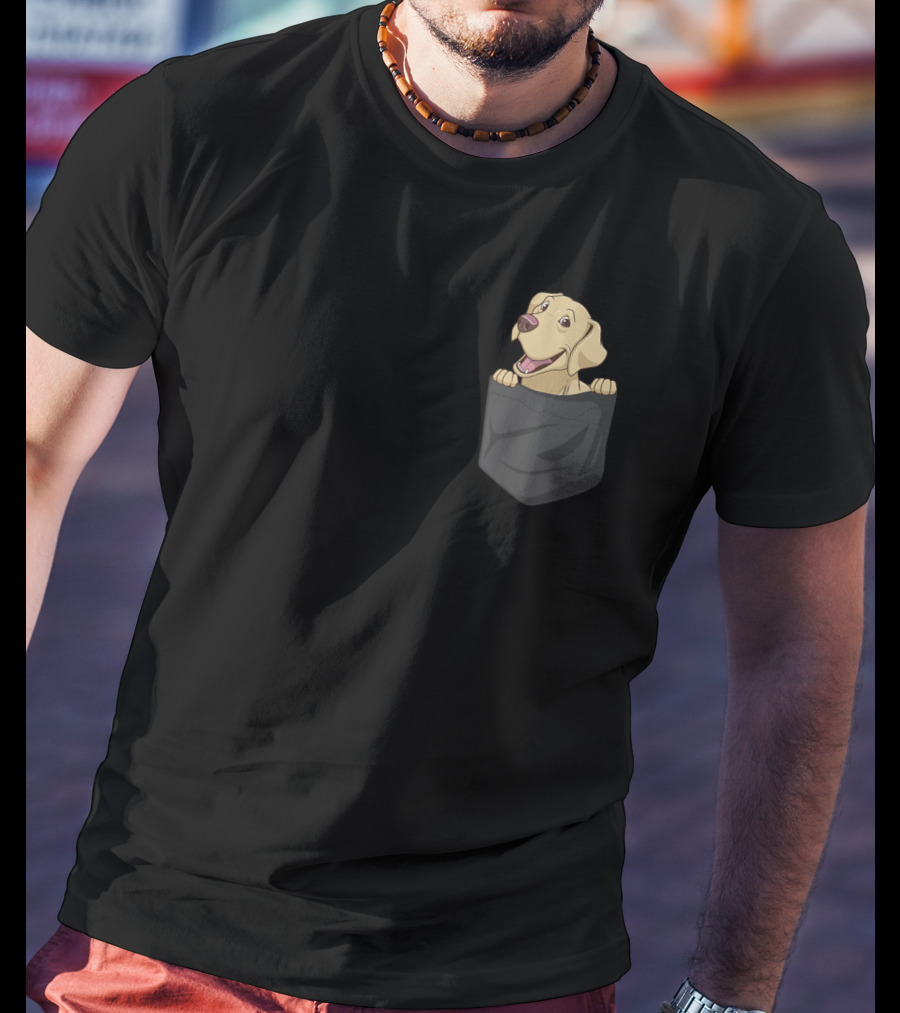 Cute Labrador Retriever Puppy In Pocket T-Shirt