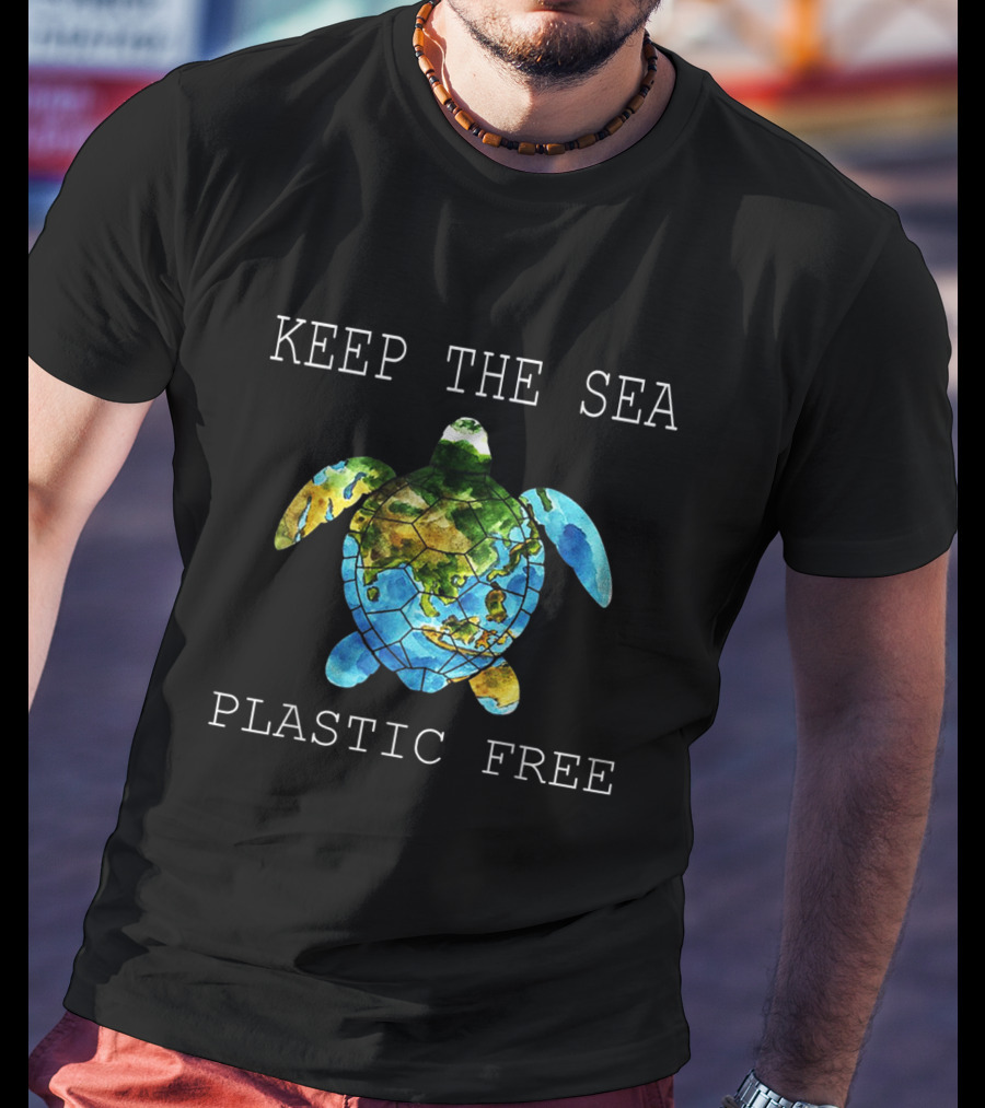 Keep The Sea Plastic Free Turtle Map T-Shirt