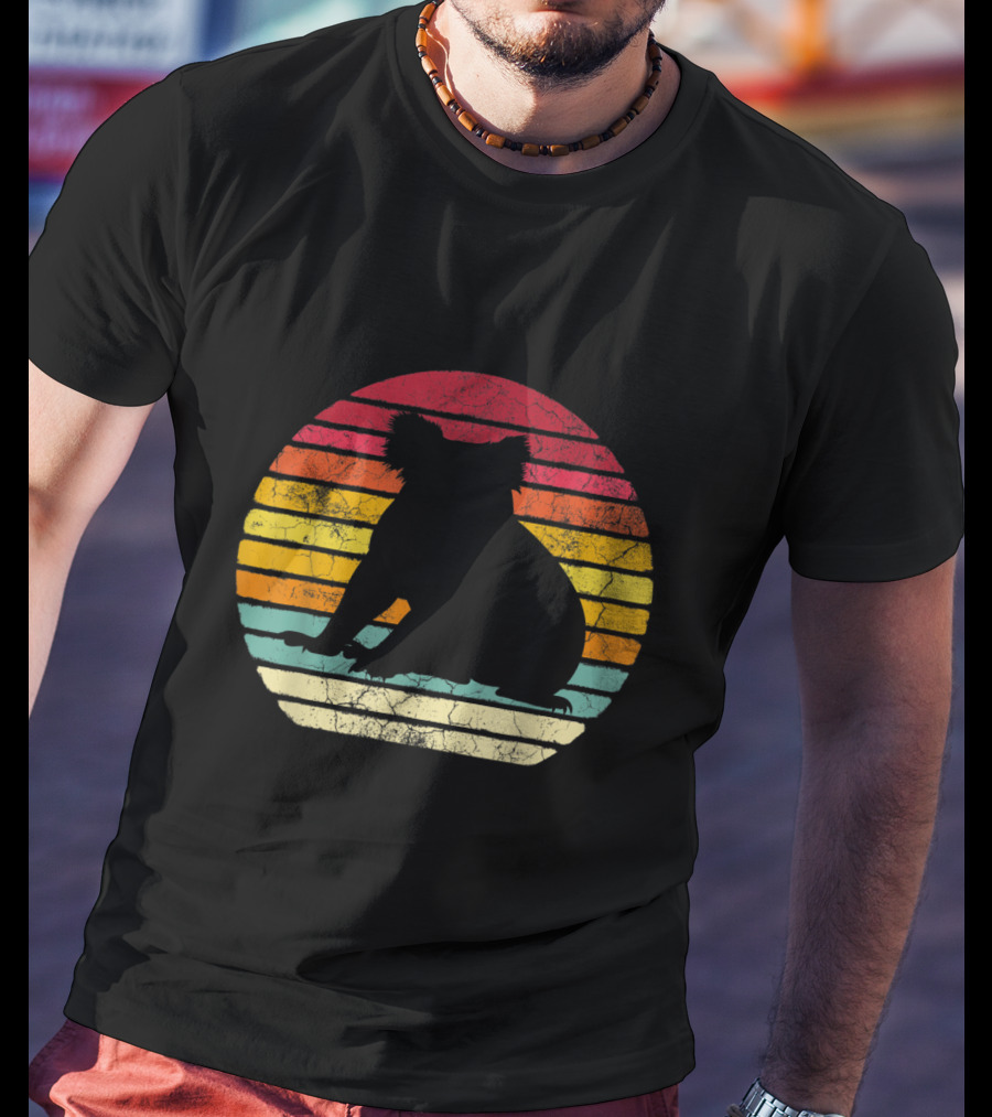 Koala Bear Retro Vintage 70's 80's Stripes Silhouette Circle T-Shirt