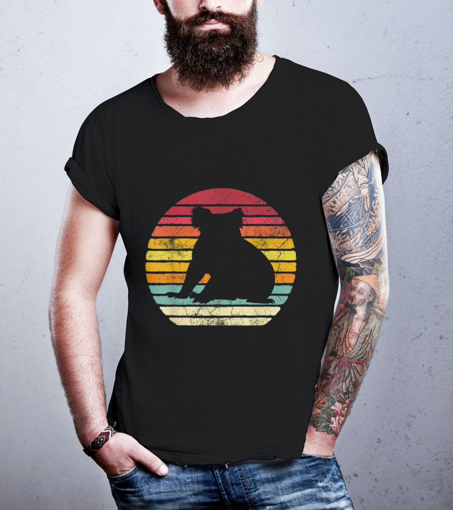 Koala Bear Retro Vintage 70's 80's Stripes Silhouette Circle T-Shirt
