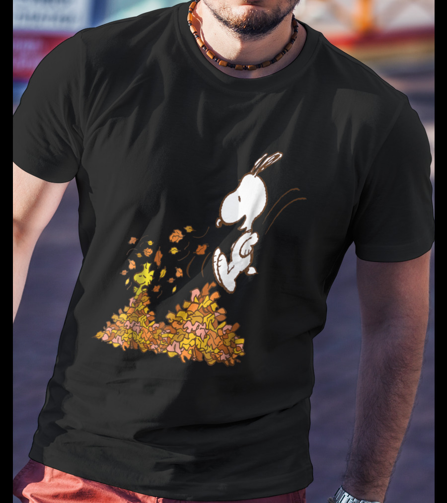 Funny Snoopy Jumping Into Leaves Peanuts Charlie Brown T-Shirt
