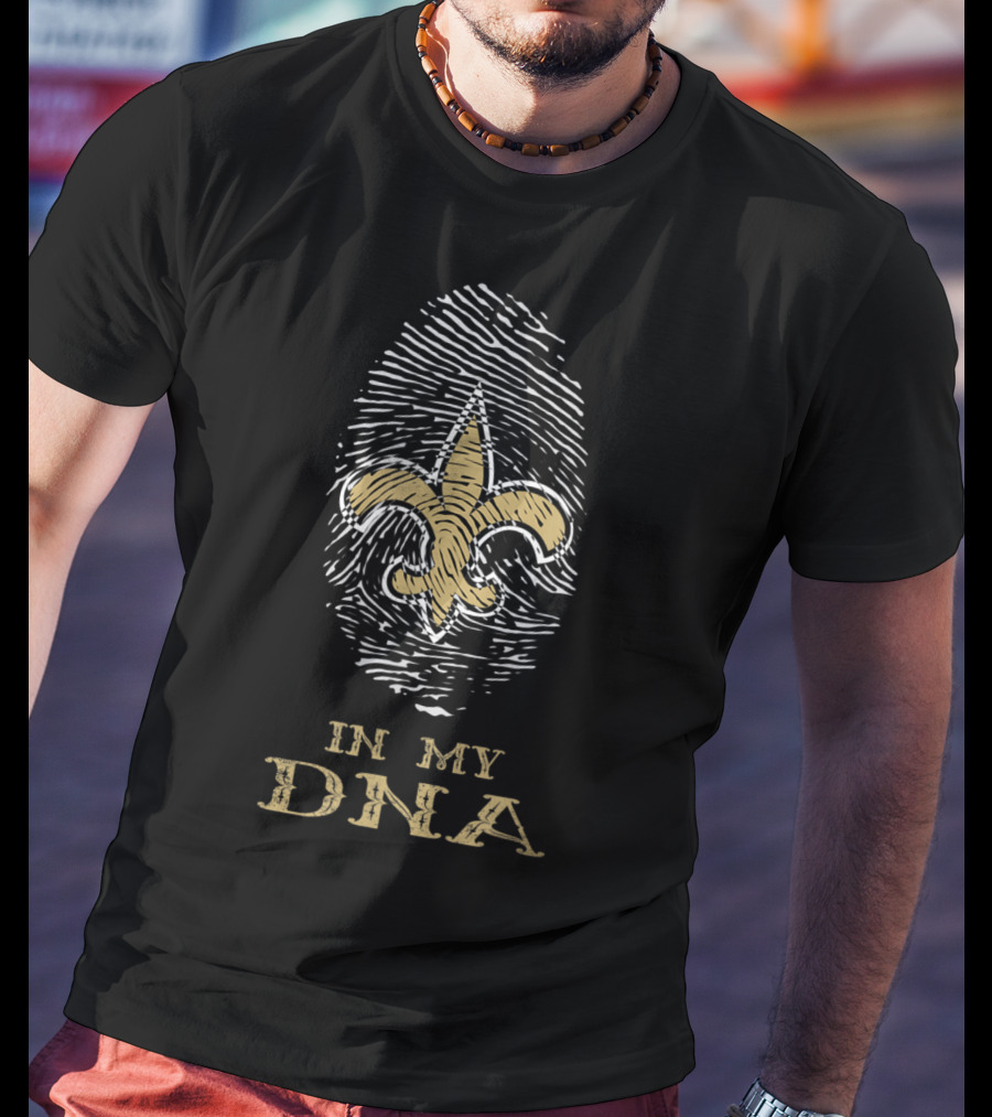 In My DNA Nola New Orleans Football Saints Fingerprint Fleur-de-Lis T-Shirt