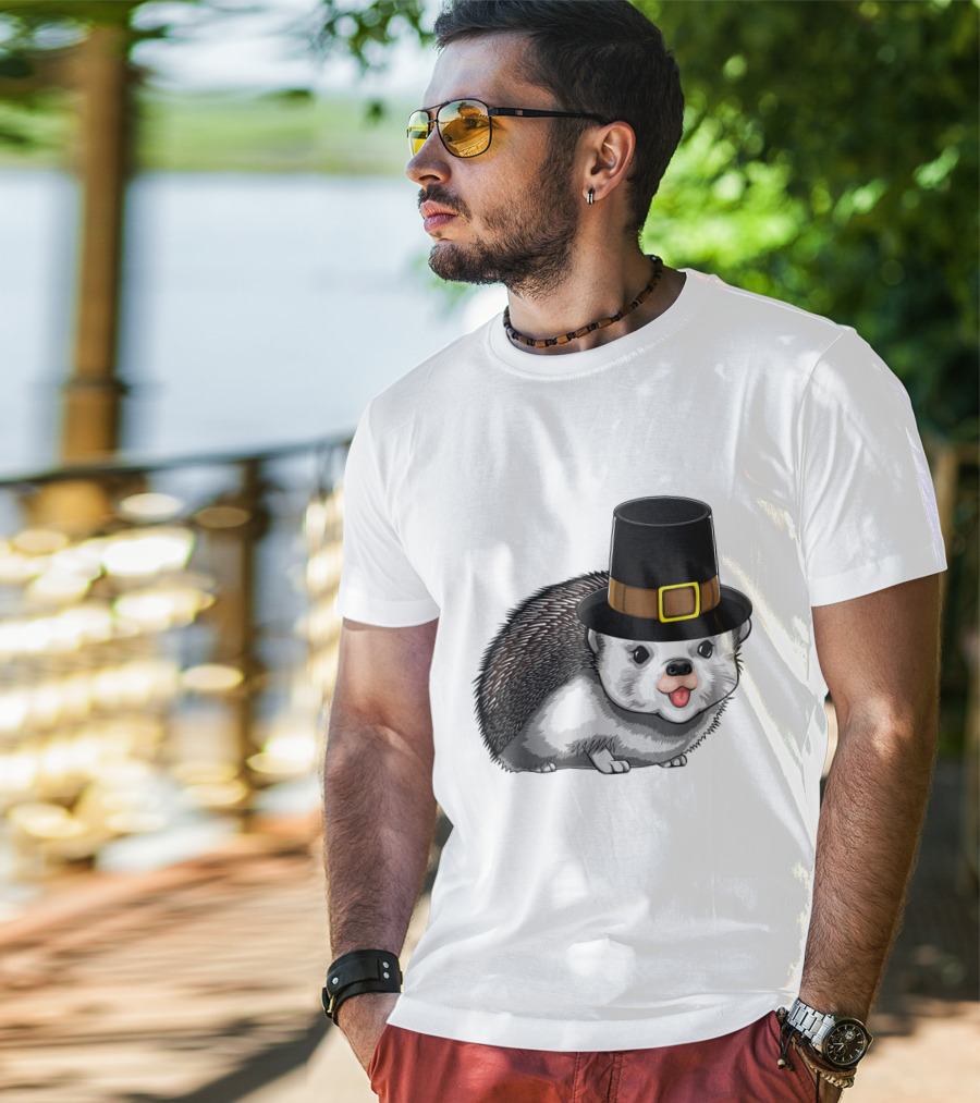 Thanksgiving Pilgrim Hedgehog Gratitude Holiday Tradition T-Shirt