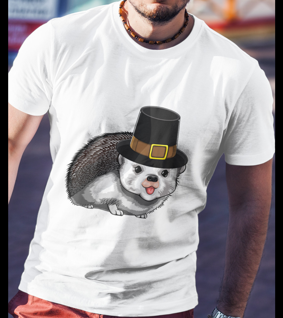 Thanksgiving Pilgrim Hedgehog Gratitude Holiday Tradition T-Shirt