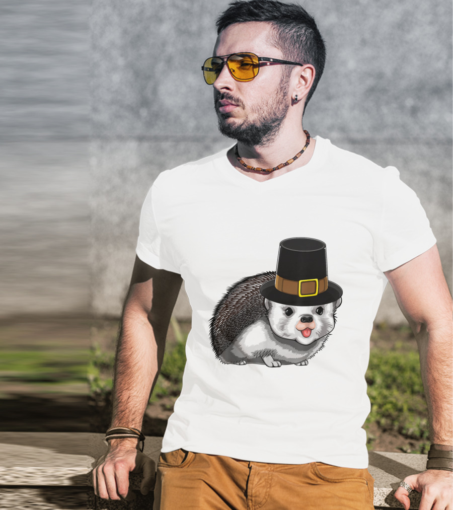 Thanksgiving Pilgrim Hedgehog Gratitude Holiday Tradition T-Shirt