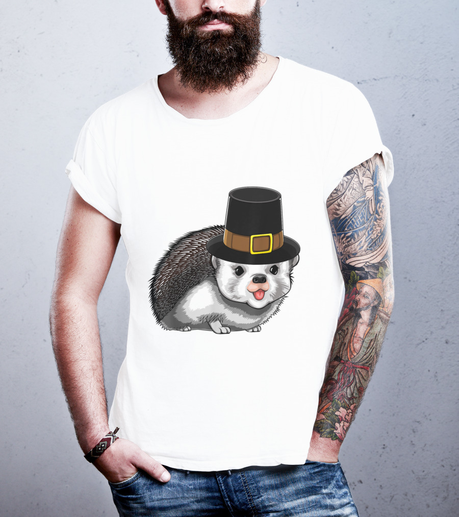Thanksgiving Pilgrim Hedgehog Gratitude Holiday Tradition T-Shirt