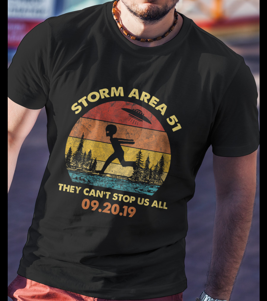 Storm Area 51 They Can't Stop Us All 09.20.19 Vintage Alien UFO T-Shirt