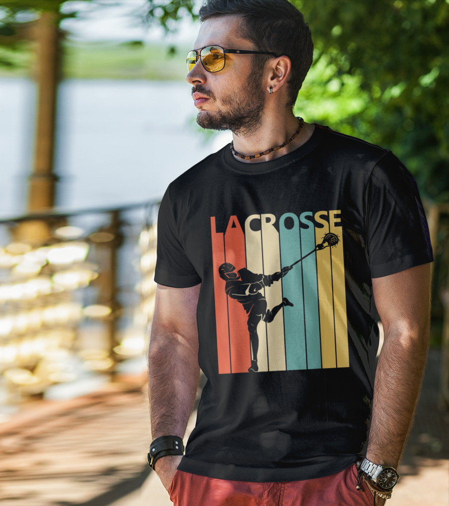Vintage Lacrosse Retro Stripes T-Shirt