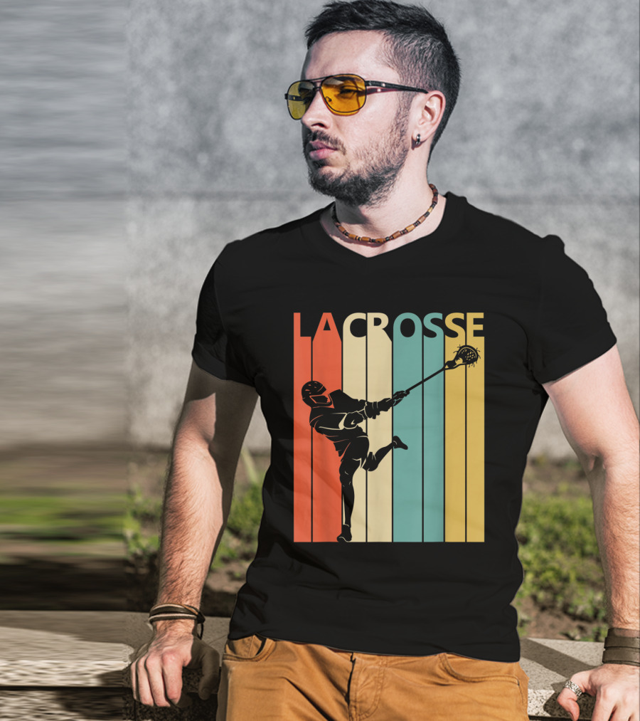 Vintage Lacrosse Retro Stripes T-Shirt